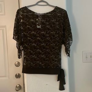 Lipstick Brown Lace Top With Gold Highlights Size M
